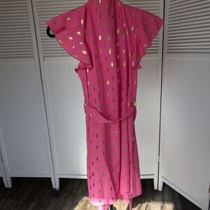 Pink polka dot gold fleck dress. Like New. Large.